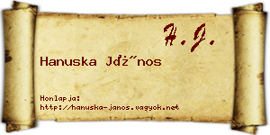 Hanuska János névjegykártya